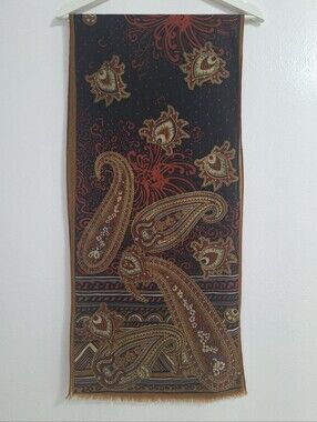 Vintage 100% Wool  Oscar de la Renta Multi-Color Paisley & Floral Scarf